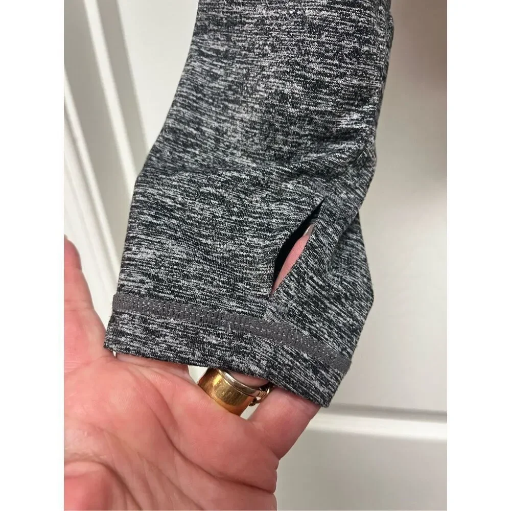 Athleta Gray Space Dye Uptempo Cropped Thump Hole Hoodie sz S NWOT